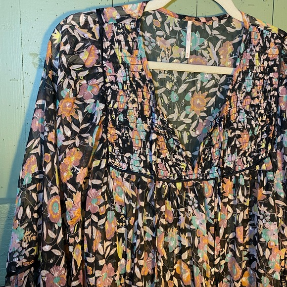 Free People Sheer Floral Babydoll Long Sleeve Dress - Picture 2 of 13